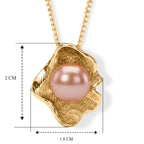 D'Joy - Premium Peach Edison (9-10mm) Ball Pendant with Chain (Size 18) in Yellow Gold Plated Sterling Silver 5.90 Ct._4488547_4
