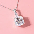 The Royal Asscher Commission - Moissanite Pendant with Chain (Size 20) in Rhodium Overlay Sterling Silver 6.30 Ct._4489123_2