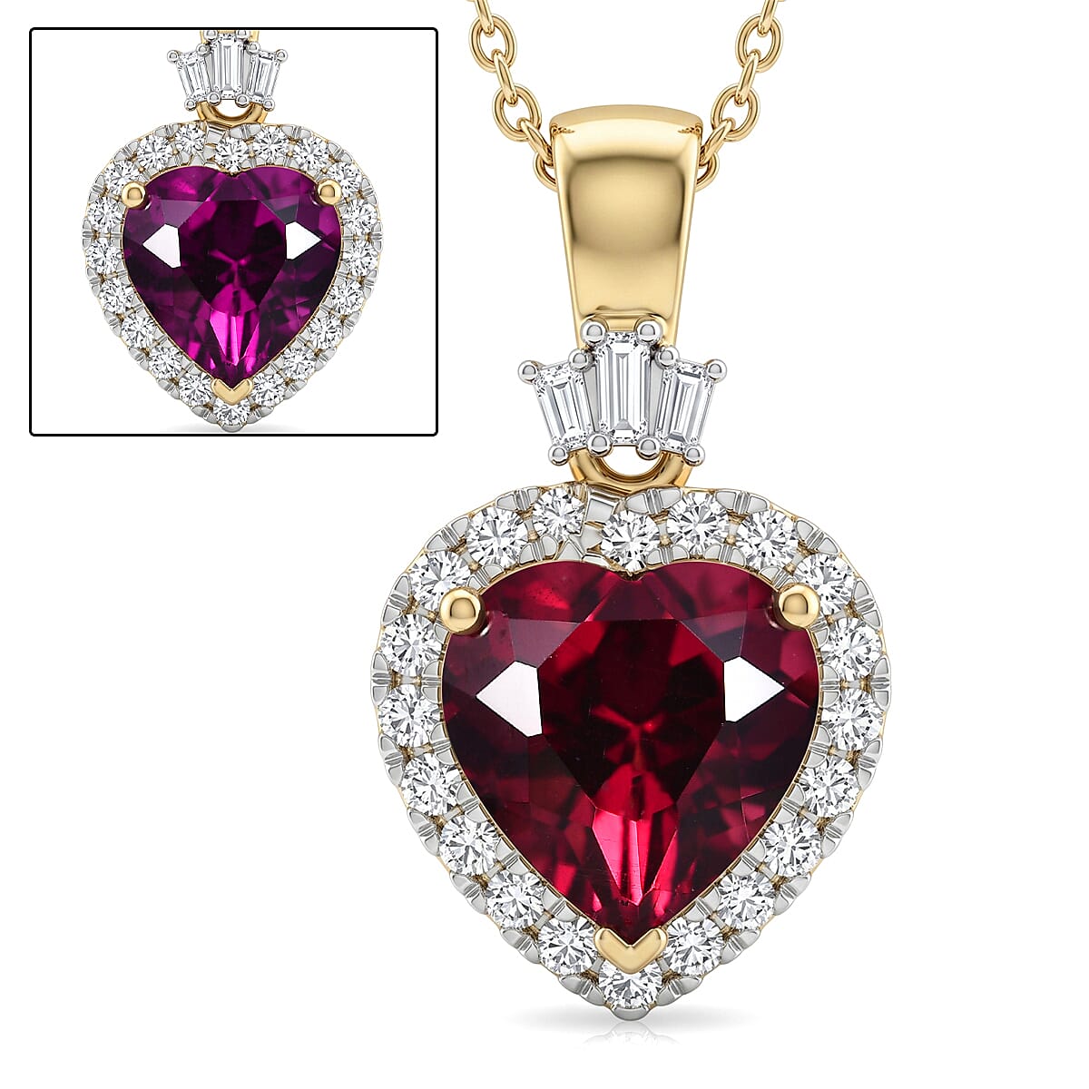 Certified and Appraised Colour Change Garnet,  Lab Grown Diamond Pendant with Chain (Size 18) 2.92ct in 10K Yellow Gold, Gold Wt. 3.18 Gms  2.920  Ct. 4489298 0