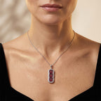 Colour Change Garnet,  Moissanite Pendant with Torn Chain 19DC (Size 18) in Rhodium Overlay Sterling Silver 0.64 ct  3.970  Ct._4489300_1