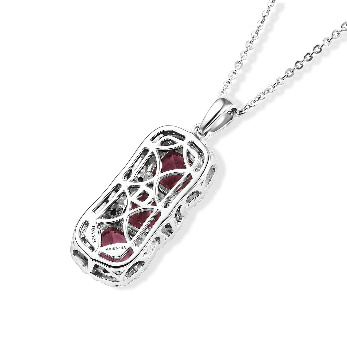 Certified and Appraised Colour Change Garnet,  Moissanite Pendant with Torn Chain 19DC (Size 18) in Rhodium Overlay Sterling Silver 0.64 ct  3.970  Ct. 4489300 4