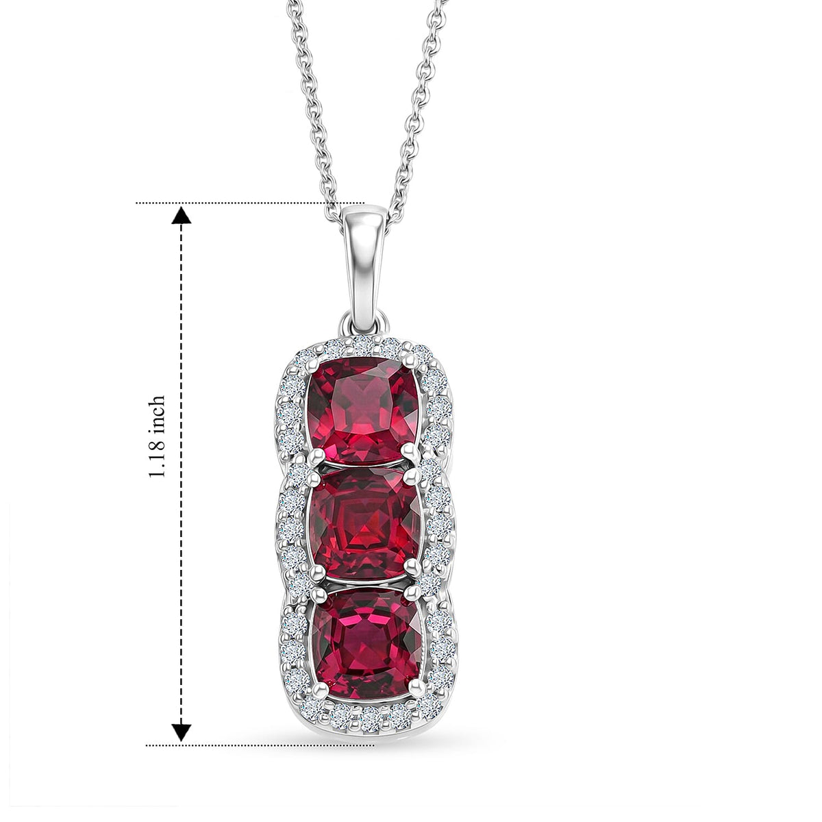 Certified and Appraised Colour Change Garnet,  Moissanite Pendant with Torn Chain 19DC (Size 18) in Rhodium Overlay Sterling Silver 0.64 ct  3.970  Ct. 4489300 5