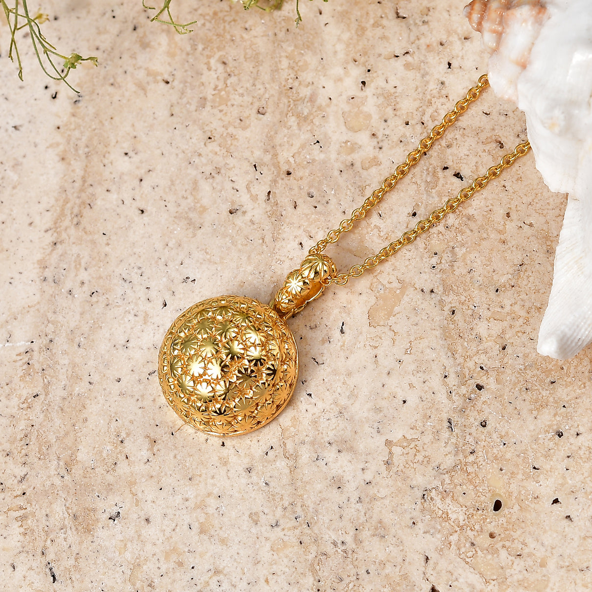 EverTrue Bronzella Collection - Textured Spherical Pendant with Chain (Size 20) in 18K Gold Plating 4489329 4