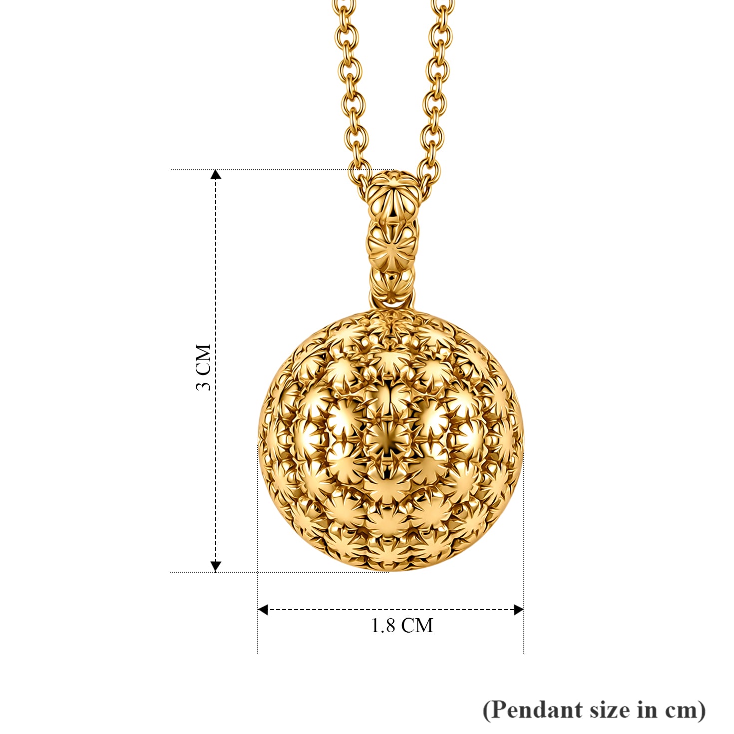 EverTrue Bronzella Collection - Textured Spherical Pendant with Chain (Size 20) in 18K Gold Plating 4489329 7