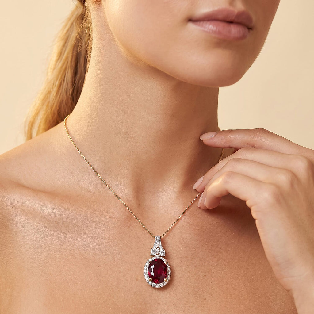 10K Yellow Gold,  Colour Change Garnet,  Lab Grown Diamond Pendant with Chain (Size 18) 2.88ct  Gold Wt. 3.18 Gms  2.880  Ct._4489350_2