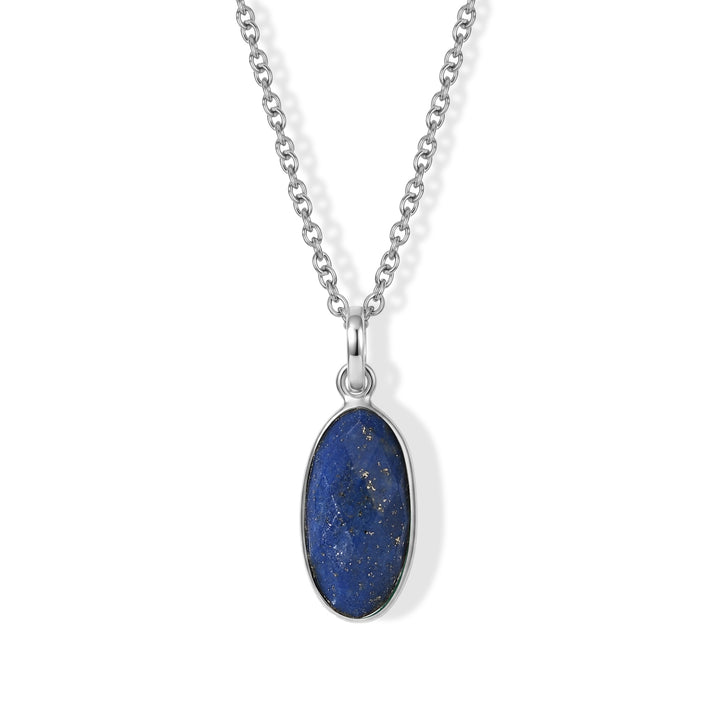 Lapis Lazuli Solitaire Pendant in Sterling Silver with Chain (Size 20) 4.86 Ct. 4489382 1