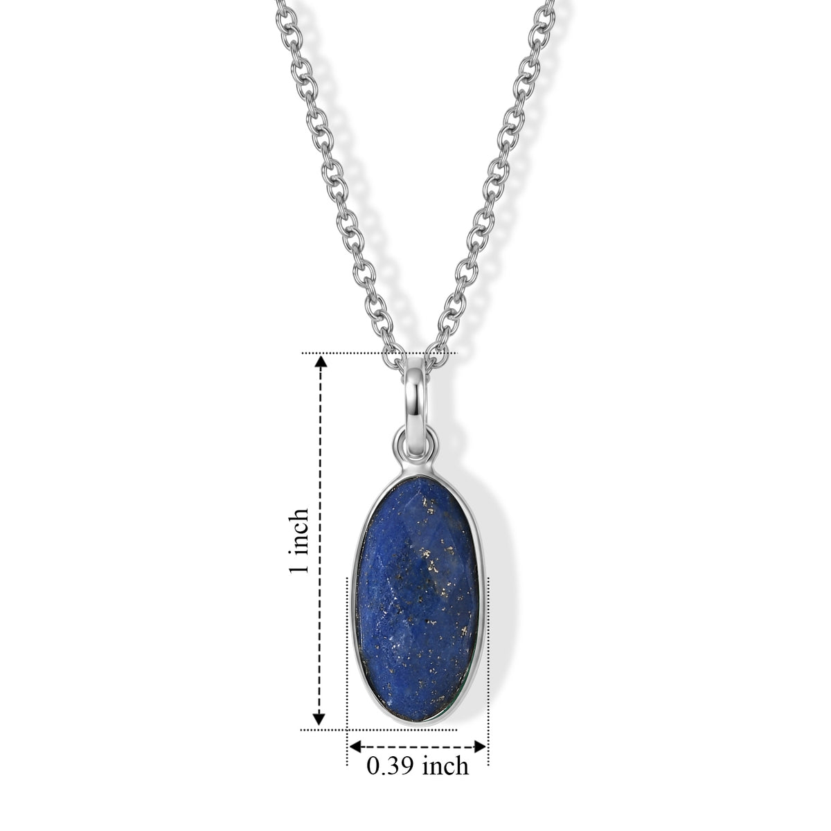 Lapis Lazuli Solitaire Pendant in Sterling Silver with Chain (Size 20) 4.86 Ct. V32755813 5