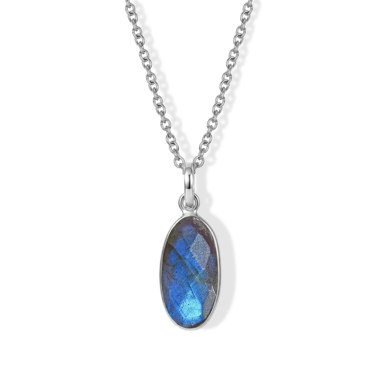 Labradorite Solitaire Pendant in Sterling Silver with Chain (Size 20) 4.46 Ct. 4489385 0