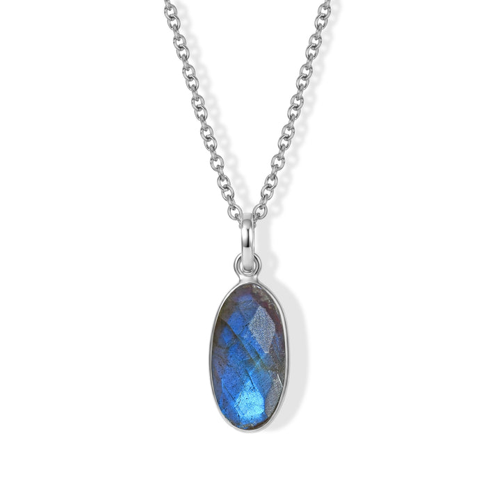 Labradorite Solitaire Pendant in Sterling Silver with Chain (Size 20) 4.46 Ct. 4489385 1