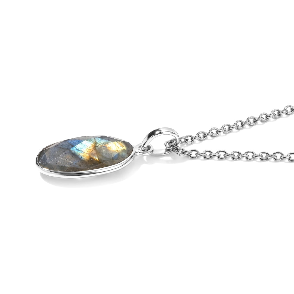 Labradorite Pendant with Chain (Size 20) Mix Metal  6.000  Ct._4489385_3