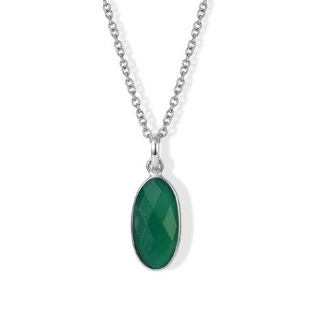 Green Onyx Solitaire Pendant in Sterling Silver with Chain (Size 20) 4.80 Ct. 4489386 1