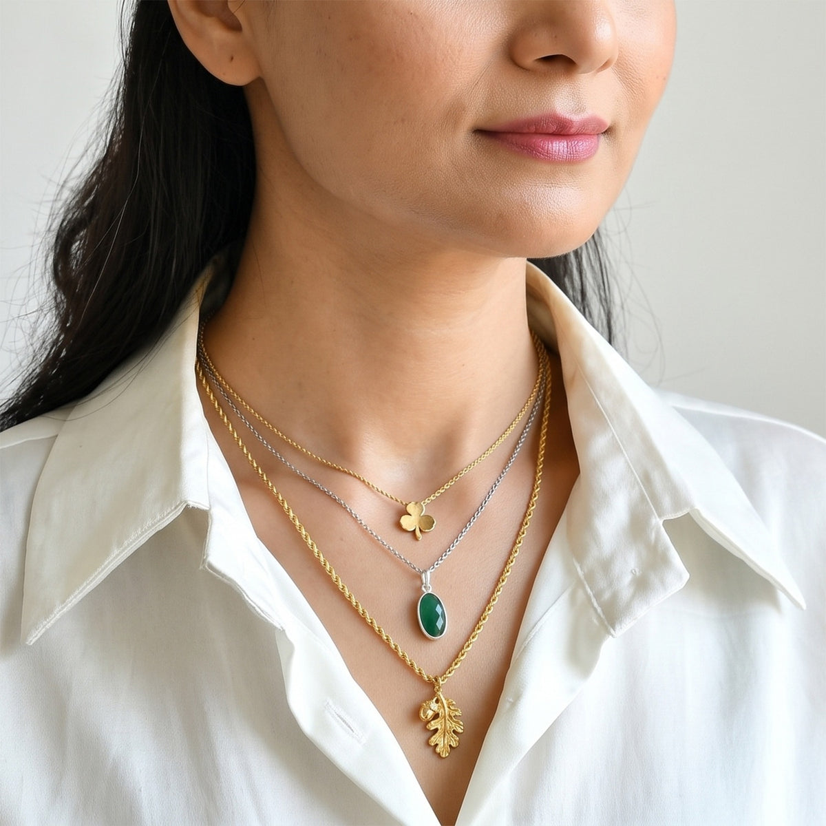 Green Onyx Solitaire Pendant in Sterling Silver with Chain (Size 20) 4.80 Ct. V32512365 3