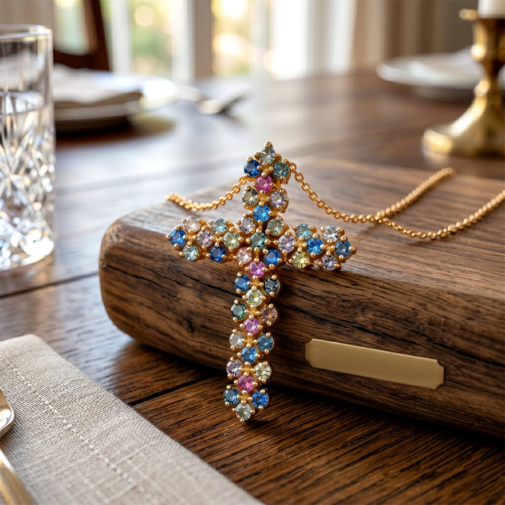 LUXURIANT Lab Grown Multi-Diamond Cross Pendant with Chain (Size 18-2 Ext) in 18K Vermeil Yellow Gold Plated Sterling Silver (SI-G-H) 4489571 2