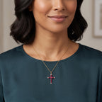 African Ruby,  White Zircon Pendant with Chain (Size 20)  Sterling Silver 0.69 ct  Silver Wt. 5.25 Gms  2.890  Ct._4489585_1