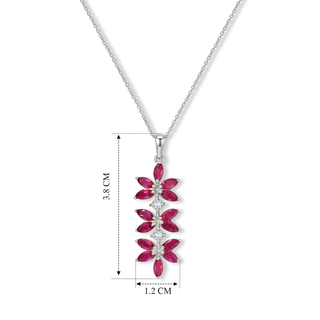 African Ruby,  White Zircon Pendant with Chain (Size 20) in Platinum Overlay Sterling Silver 0.11 ct  2.630  Ct._4489587_4