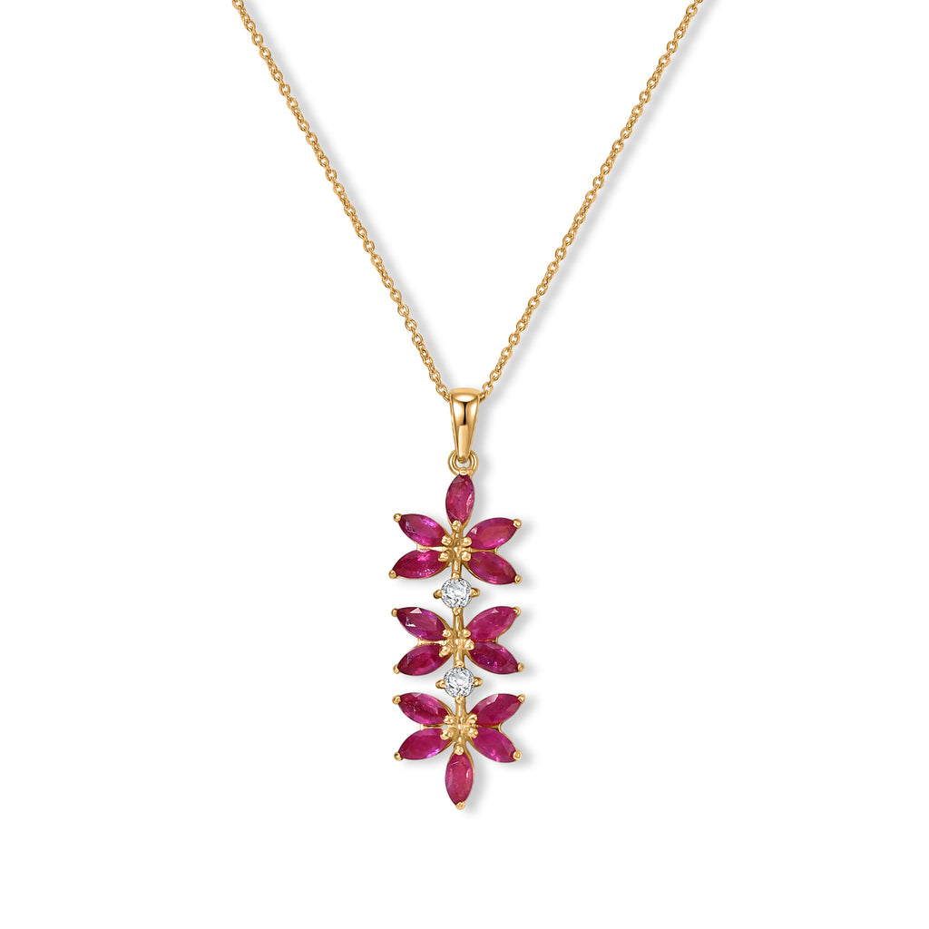 African Ruby,  White Zircon Pendant with Chain (Size 20)  Sterling Silver 0.11 ct  2.630  Ct._4489588
