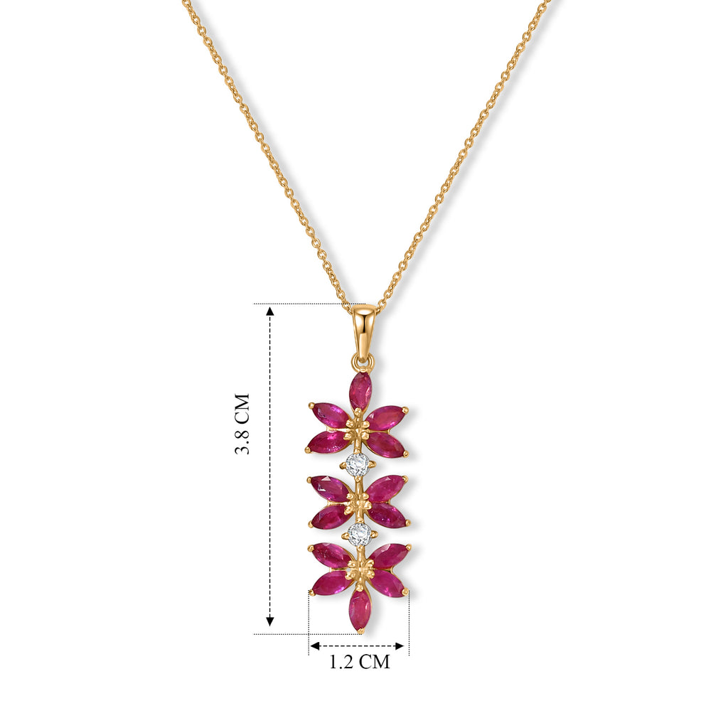 African Ruby,  White Zircon Pendant with Chain (Size 20)  Sterling Silver 0.11 ct  2.630  Ct._4489588_4