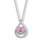 Pink Moissanite & Moissanite Teardrop Pendant in Rhodium Overlay Sterling Silver with Chain (Size 20)_4489822
