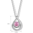 Pink Moissanite & Moissanite Teardrop Pendant in Rhodium Overlay Sterling Silver with Chain (Size 20)_4489822_4