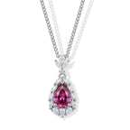 Pink Moissanite & Moissanite Drop Pendant with Chain (Size 18) in Rhodium Overlay Sterling Silver 2.25 Ct._4489824
