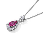 Pink Moissanite & Moissanite Drop Pendant with Chain (Size 18) in Rhodium Overlay Sterling Silver 2.25 Ct._4489824_3