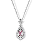 Pink Moissanite & Moissanite Drop Pendant with Chain (Size 18) in Rhodium Overlay Sterling Silver 2.25 Ct._4489824_4