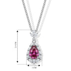 Pink Moissanite & Moissanite Drop Pendant with Chain (Size 18) in Rhodium Overlay Sterling Silver 2.25 Ct._4489824_5