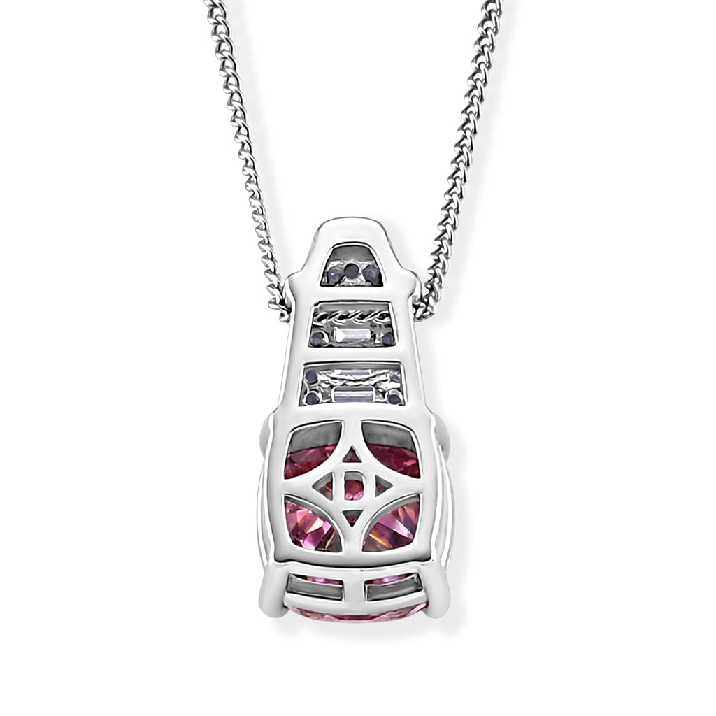 Pink Moissanite & Moissanite Pendant with Chain (Size 18) in Rhodium Overlay Sterling Silver 3.20 Ct._4489833_4