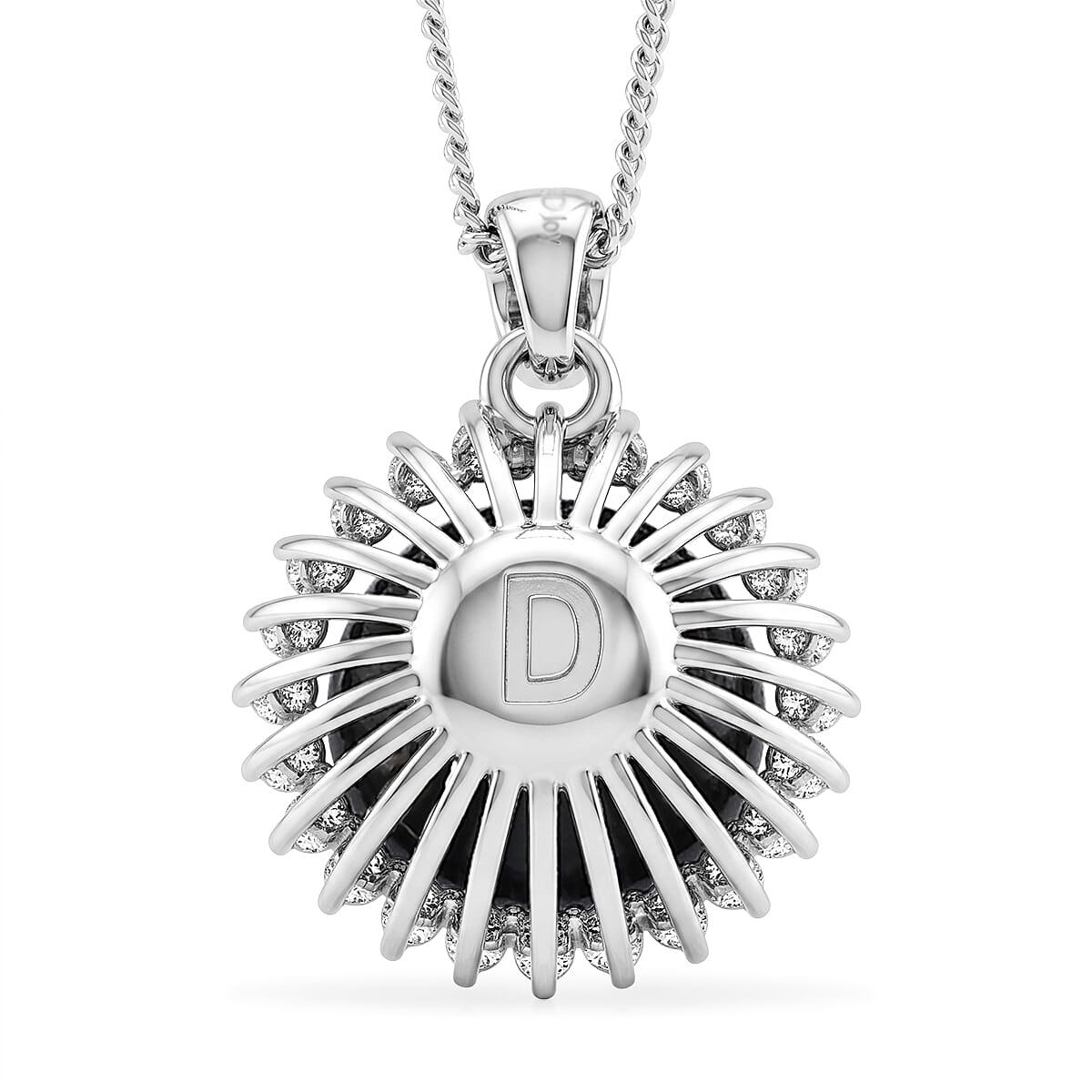 D'Joy - Tahitian Pearl (10-11mm) &amp; Lab Grown Diamond Halo Pendant with Chain (Size 18) in Rhodium Overlay Sterling Silver 8.00 Ct. 4489862 5