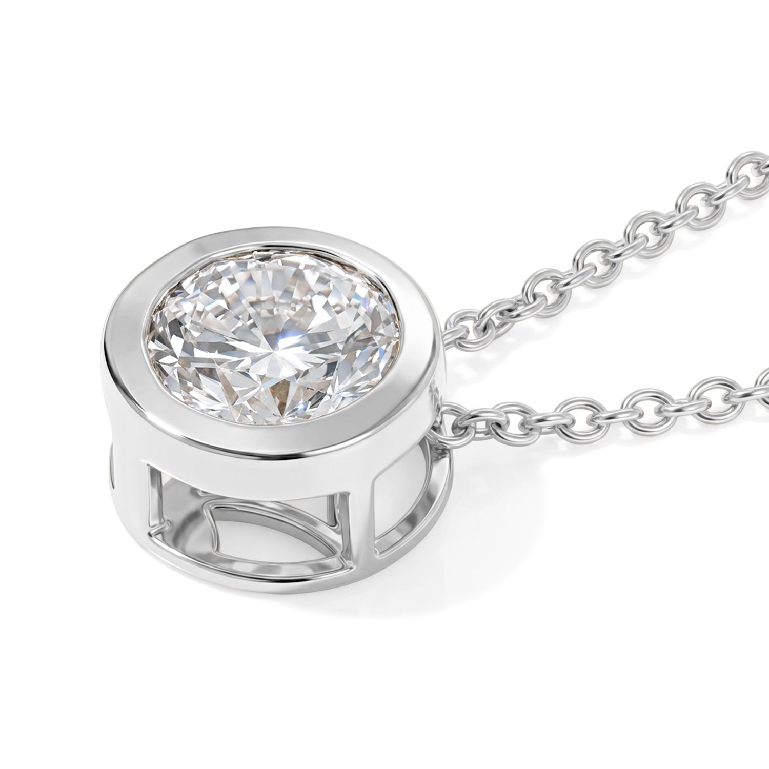 D'Joy Moissanite Solitaire Pendant in Platinum Overlay Sterling Silver with Chain (Size 20) 2.50 Ct. V32529827 3