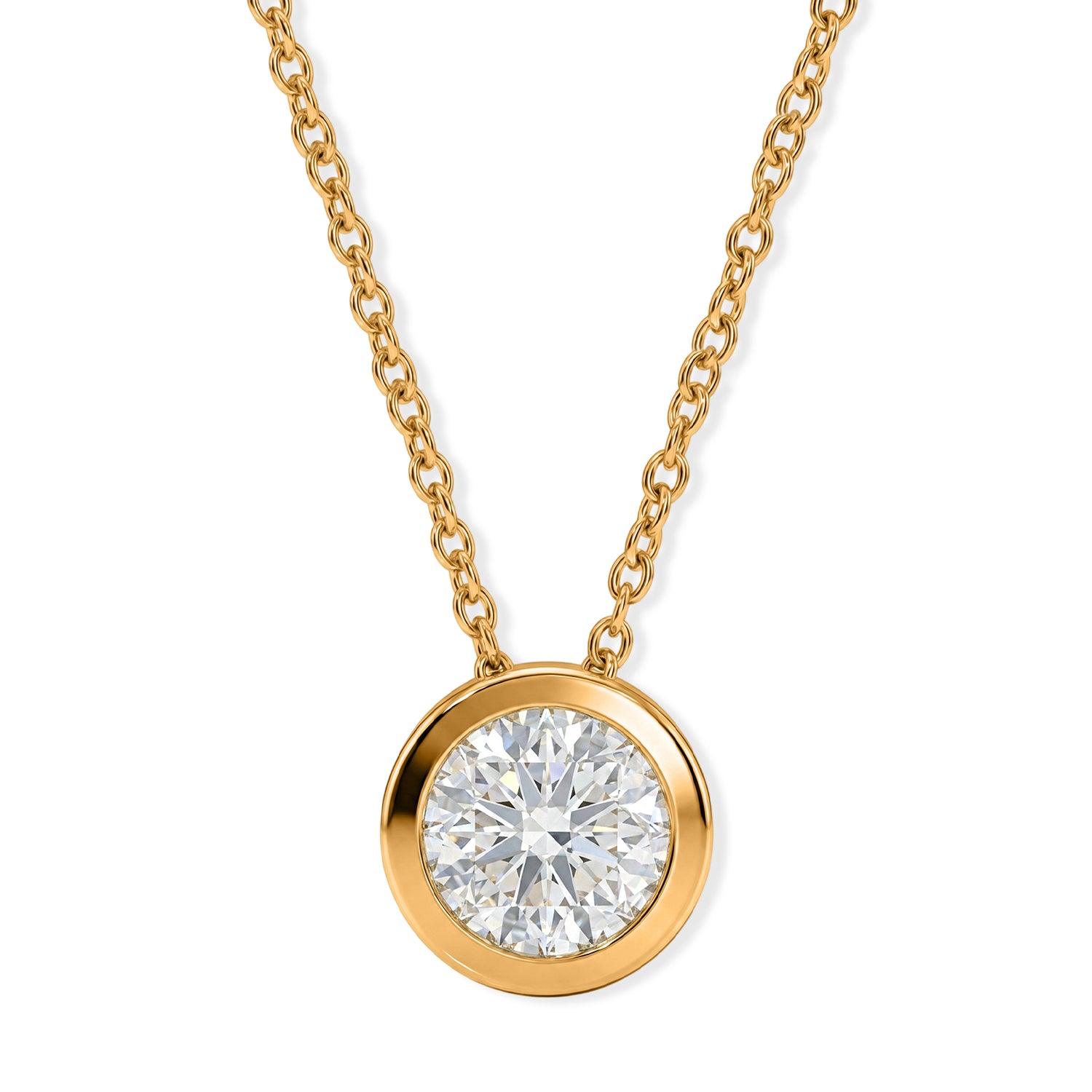 D'Joy Moissanite Solitaire Pendant in Yellow Gold Plated Sterling Silver with Chain (Size - 20) 2.50 Ct. V32528119 0