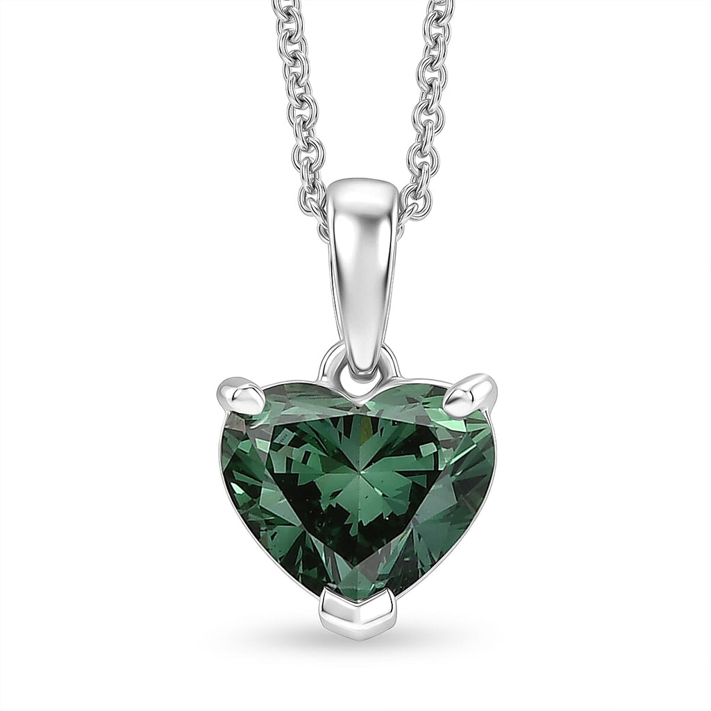 10K White Gold,  Lab Grown Green Diamond Pendant with Chain (Size 20) 2.00ct  Gold Wt. 2.75 Gms  2.000  Ct._4490060