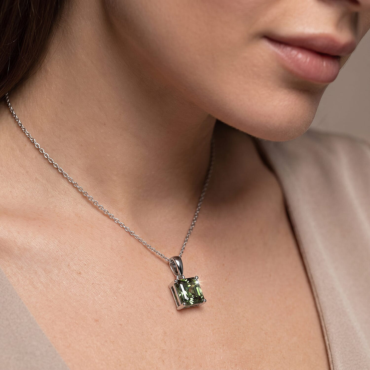Certified and Appraised Lab Grown Green Diamond Pendant with Chain (Size 20) in 10K White Gold, Gold Wt. 2.75 Gms  2.000  Ct. 4490061 3
