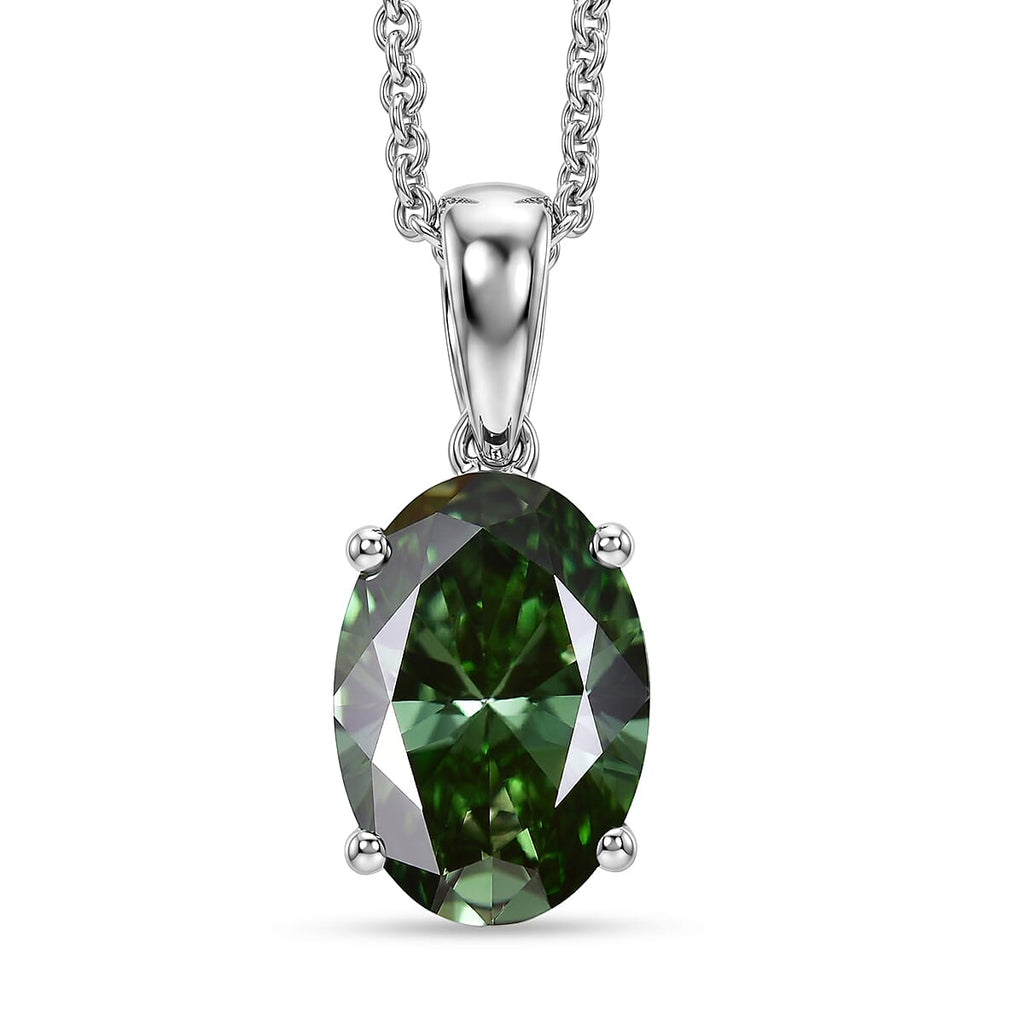 10K White Gold,  Lab Grown Green Diamond Pendant with Chain (Size 20) 2.00ct  Gold Wt. 2.75 Gms  2.000  Ct._4490451