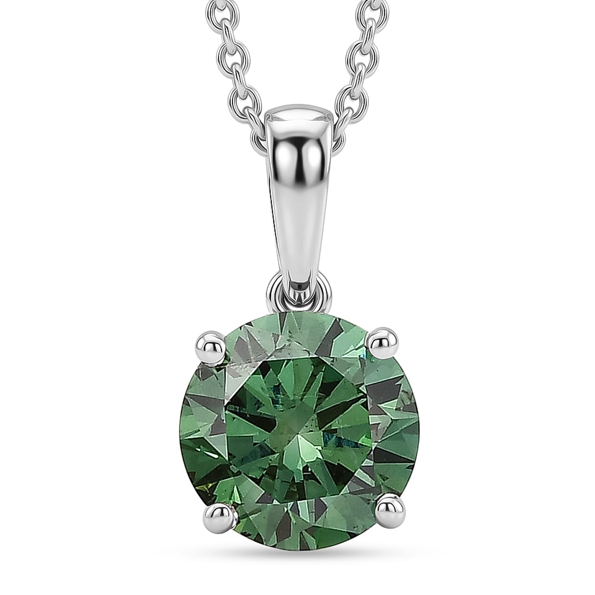 Certified and Appraised Lab Grown Green Diamond Pendant with Chain (Size 20) in 10K White Gold, Gold Wt. 2.75 Gms  2.000  Ct. 4490453 0