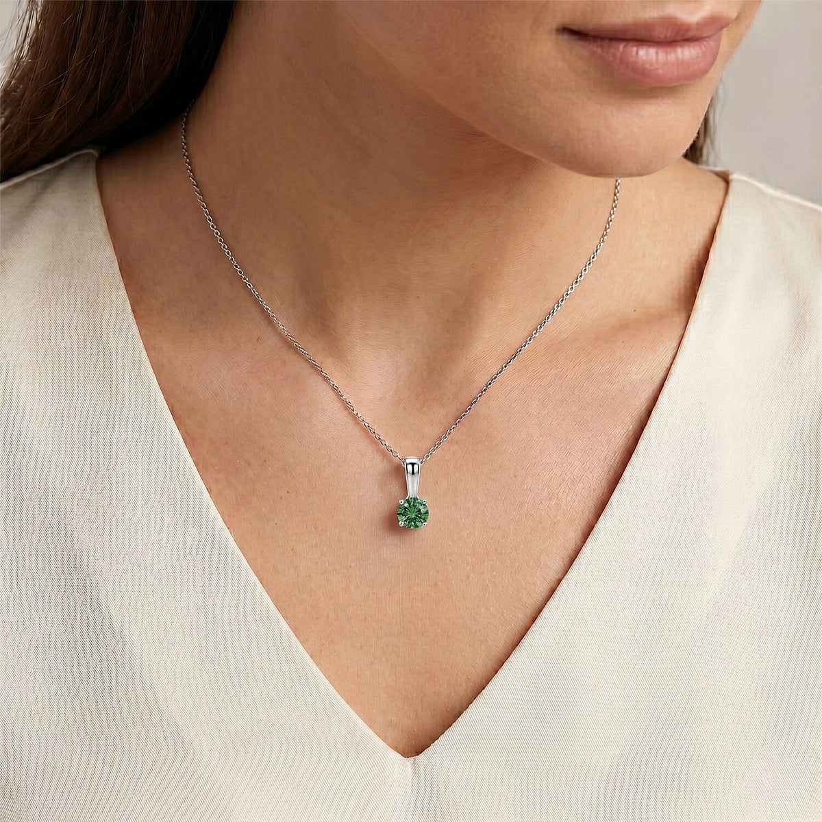 Certified and Appraised Lab Grown Green Diamond Pendant with Chain (Size 20) in 10K White Gold, Gold Wt. 2.75 Gms  2.000  Ct. 4490453 2