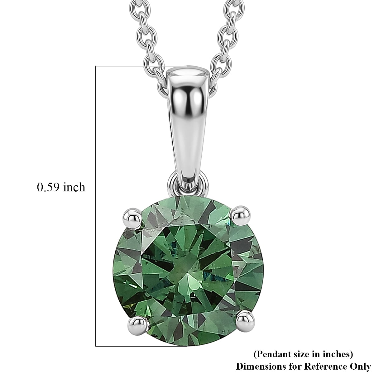 Certified and Appraised Lab Grown Green Diamond Pendant with Chain (Size 20) in 10K White Gold, Gold Wt. 2.75 Gms  2.000  Ct. 4490453 5