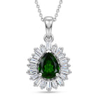 D'Joy - Natural Chrome Diopside & Moissanite Halo Pendant with Chain (Size 20) in Rhodium Overlay Sterling Silver 1.74 Ct._4490511