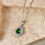 D'Joy - Natural Chrome Diopside & Moissanite Halo Pendant with Chain (Size 20) in Rhodium Overlay Sterling Silver 1.74 Ct._4490511_2