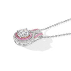D'Joy - Moissanite & Pink Sapphire Pendant with Chain (Size 20) in Rhodium Overlay Sterling Silver 3.30 Ct._4490552_3