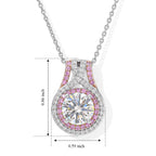 D'Joy - Moissanite & Pink Sapphire Pendant with Chain (Size 20) in Rhodium Overlay Sterling Silver 3.30 Ct._4490552_4