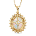 Luxuriant - OTO - Ethiopian Opal & Lab Grown Diamond (SI/G-H) Halo Pendant with Chain (Size 20) in 18K Vermeil Yellow Gold Plated Sterling Silver 6.70 Ct._4490587_4