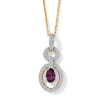 D'Joy - Natural Radiant Ember Garnet & White Zircon Drop Pendant with Chain (Size 20) in Yellow Gold Plated Sterling Silver 1.00 Ct._4490626