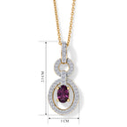 D'Joy - Natural Radiant Ember Garnet & White Zircon Drop Pendant with Chain (Size 20) in Yellow Gold Plated Sterling Silver 1.00 Ct._4490626_4
