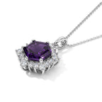 D'Joy - Moroccan Amethyst & White Zircon Pendant with Chain (Size 20) in Rhodium Overlay Sterling Silver 5.50 Ct._4490835_3