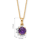D'Joy - Natural Moroccan Amethyst & White Zircon Pendant with Chain (Size 20) in Yellow Gold Plated Sterling Silver 1.70 Ct._4490847_4