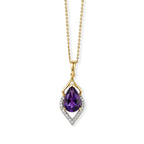 D'Joy - Natural Moroccan Amethyst & White Zircon Drop Pendant with Chain (Size 20) in Yellow Gold Plated Sterling Silver 3.00 Ct._4490848