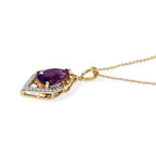 D'Joy - Natural Moroccan Amethyst & White Zircon Drop Pendant with Chain (Size 20) in Yellow Gold Plated Sterling Silver 3.00 Ct._4490848_3