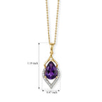 D'Joy - Natural Moroccan Amethyst & White Zircon Drop Pendant with Chain (Size 20) in Yellow Gold Plated Sterling Silver 3.00 Ct._4490848_4