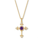 D'Joy - Moroccan Amethyst & White Zircon Pendant with Chain (Size 20) in Yellow Gold Plated Sterling Silver 1.60 Ct._4490851